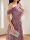 Trumpet/Mermaid Drop Shoulder Sleeves Floor-Length Mother of the Bride Dresses with Bow Detail & Sequin Embroidery
