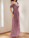 Trumpet/Mermaid Drop Shoulder Sleeves Floor-Length Mother of the Bride Dresses with Bow Detail & Sequin Embroidery