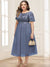 A-Line/Princess Scoop Short Ruffle Sleeve Tea-Length Mother of the Bride Dresses with Sequin Embroidery