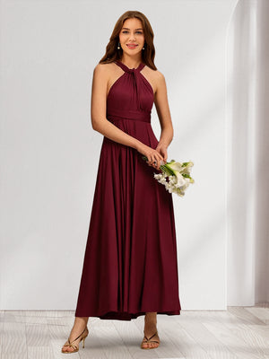 Satin A-Line/Princess Convertible Infinity Long Bridesmaid Dresses