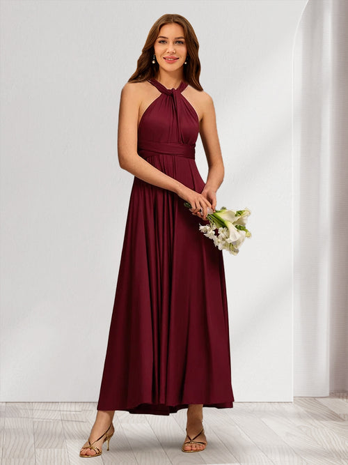 Satin A-Line/Princess Convertible Infinity Long Bridesmaid Dresses