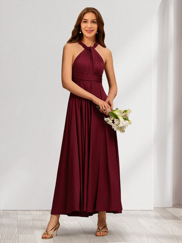 Satin A-Line/Princess Convertible Infinity Long Bridesmaid Dresses