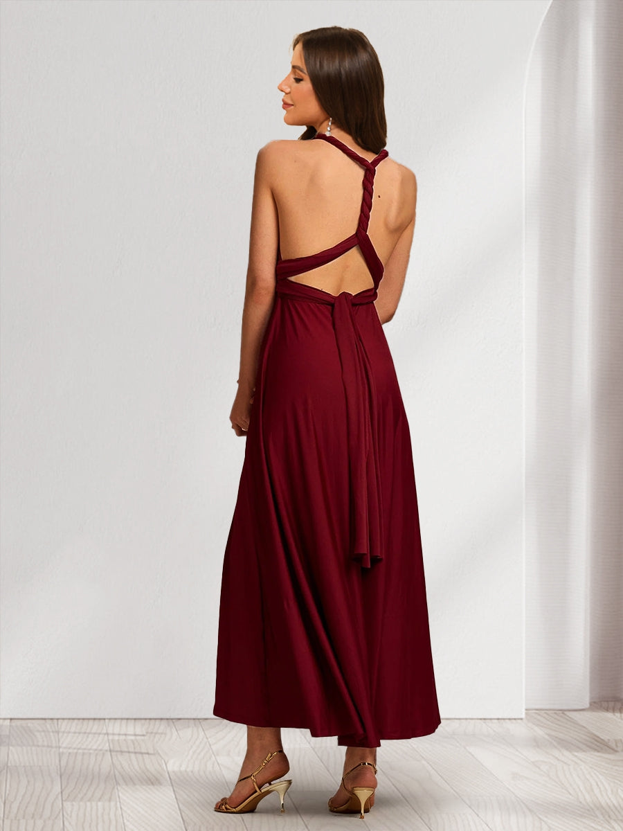 Satin A-Line/Princess Convertible Infinity Long Bridesmaid Dresses