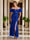 Sheath/Column Off-the-Shoulder Spaghetti Straps Long Formal Evening Dresses with Feather & Applique