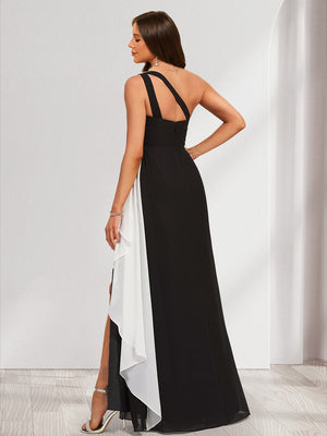 Chiffon A-Line/Princess One Shoulder Floor-Length Bridesmaid Dresses With Split Side & Ruffle