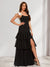 A-Line/Princess Scoop Floor-Length Chiffon Bridesmaid Dresses With Split Side & Cascading Ruffles