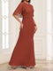 Trumpet/Mermaid Scoop Short Sleeves Floor-Length Mother of the Bride Dresses