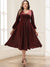 A-Line/Princess V-Neck Long Sleeves Tea-Length Mother of the Bride Dresses with Pocket