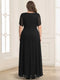 A-Line/Princess Short Sleeves V-Neck Plus Size Mother of the Bride Dresses With Sash