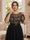 A-Line/Princess Scoop Short Sleeves Long Plus Size Mother of the Bride Dresses with Sequin Leaf
