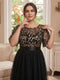 A-Line/Princess Scoop Short Sleeves Long Plus Size Mother of the Bride Dresses with Sequin Leaf