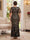 Trumpet/Mermaid V-Neck Short Sleeves Long Plus Size Mother of the Bride Dresses with Sequin Leaves