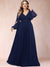 A-Line/Princess V-Neck Long Lantern Sleeves Plus Size Mother of the Bride Dresses with Applique