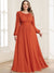 A-Line/Princess Chiffon Scoop Long Sleeves Ruched Plus Size Mother of the Bride Dresses