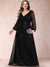 A-Line/Princess V-Neck Long Sleeves Sequins Plus Size Mother of the Bride Dresses