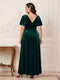 A-Line/Princess V-Neck Short Sleeves Plus Size Mother Of the Bride Dresses With Split Side