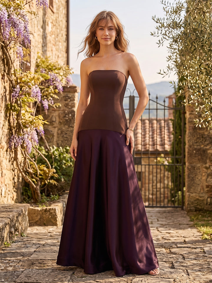 Trumpet/Mermaid Strapless Sleeveless Floor-Length Bridesmaid Dresses