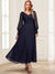 A-Line/Princess V-Neck Collared Long Sleeves Ankle-Length Mother Of The Bride Dresses With Pleated