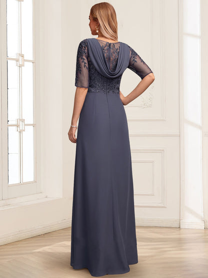 Lace Chiffon A-Line/Princess V-Neck Floor-Length Mother Of The Bride Dresses With Ruffles