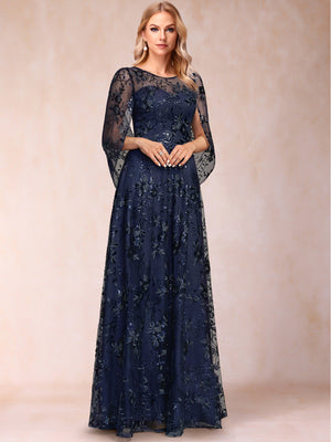 A-line Scoop Short Sleeves Appliques Mother of the Bride Dresses with Cape