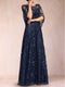A-line Scoop Short Sleeves Appliques Mother of the Bride Dresses with Cape