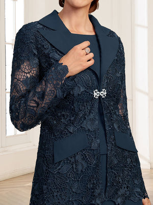 Chiffon Pantsuit Scoop Floor-Length 3 Pieces Mother of the Bride Dresses with Jacket