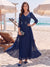 A-Line/Princess 3/4 Sleeves V-Neck Ankle-Length Mother Of The Bride Dresses With Sequins & Sash