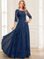A-Line/Princess Square Neck 3/4 Sleeves Floor-Length Mother Of The Bride Dresses With Appliques & Sequins