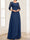 A-Line/Princess Square Neck 3/4 Sleeves Floor-Length Mother Of The Bride Dresses With Appliques & Sequins