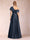 Satin A-Line/Princess Asymmetrical One-Shoulder Short Sleeves Floor-Length Mother of the Bride Dresses with Split Side