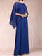 Chiffon A-Line Asymmetrical Cap Sleeves Floor-Length Mother Of The Bride Dresses With  Pleated Beading