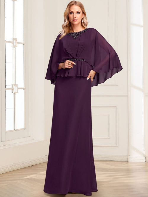 A-Line/Princess Illusion Scoop Floor-Length Mother of the Bride Dresses with Beading & Sash