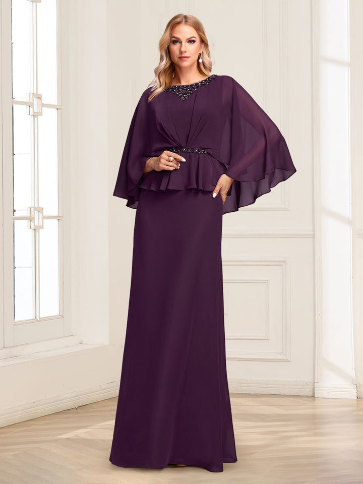 A-Line/Princess Illusion Scoop Floor-Length Mother of the Bride Dresses with Beading &amp; Sash