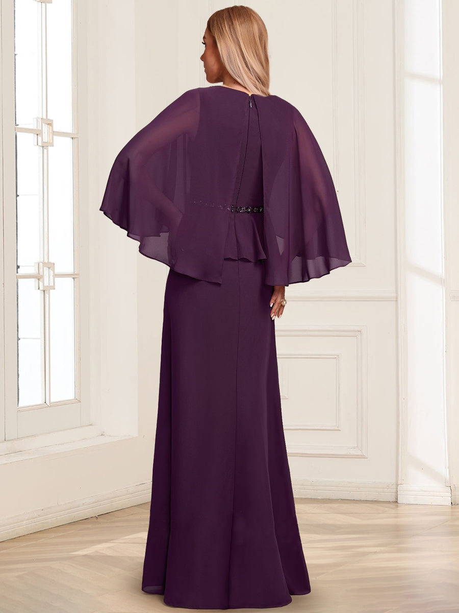 A-Line/Princess Illusion Scoop Floor-Length Mother of the Bride Dresses with Beading & Sash