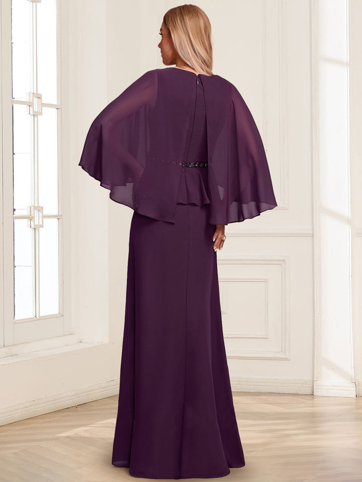 A-Line/Princess Illusion Scoop Floor-Length Mother of the Bride Dresses with Beading &amp; Sash