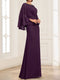 A-Line/Princess Illusion Scoop Floor-Length Mother of the Bride Dresses with Beading & Sash