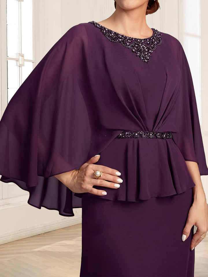 A-Line/Princess Illusion Scoop Floor-Length Mother of the Bride Dresses with Beading &amp; Sash
