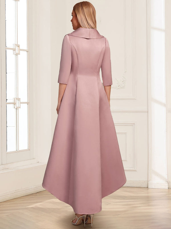 Sheath/Column Square Neck Knee-Length Satin Mother Of The Bride Dresses With Jacket