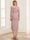 Sheath/Column Asymmetrical V-neck 3/4 Sleeves Tea-Length Mother of the Bride Dresses with Pleats & Beading