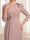 Sheath/Column Asymmetrical V-neck 3/4 Sleeves Tea-Length Mother of the Bride Dresses with Pleats & Beading