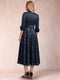 A-Line/Princess Collared V-Neck Long Sleeves Tea-Length Mother of the Bride Dresses with Bow & Lace Sequin