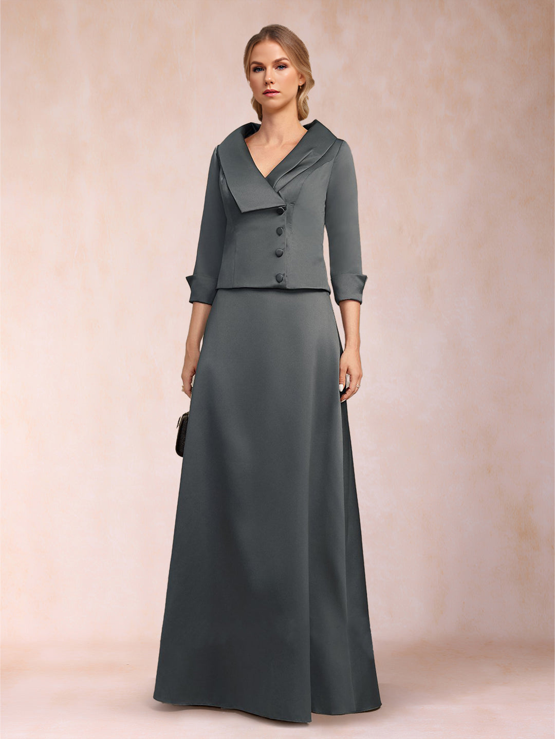 A-Line/Princess Separates V-Neck 3/4 Sleeves Floor-Length Mother of the Bride Dresses