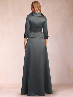 A-Line/Princess Separates V-Neck 3/4 Sleeves Floor-Length Mother of the Bride Dresses