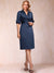 Sheath/Column Collared V-Neck Half Sleeves Knee-Length Mother of the Bride Dresses with Bow & Pleats