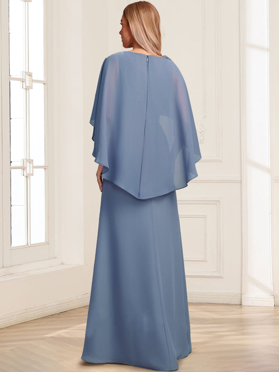 Chiffon A-Line V-Neck Floor-Length Mother Of The Bride Dresses With  3D Floral &amp; Ruffles
