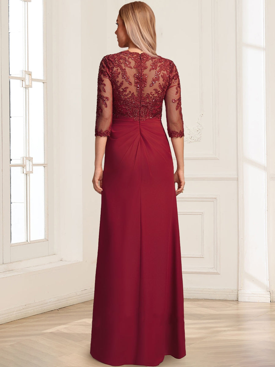 Lace Chiffon A-Line/Princess Square Neck Floor-Length Mother Of The Bride Dresses With Cascading Ruffles &amp; Sequins
