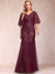Trumpet/Mermaid V-Neck Floor-Length Half Sleeves Mother Of The Bride Dresses With Appliques Lace & Sequin