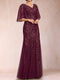 Trumpet/Mermaid V-Neck Floor-Length Half Sleeves Mother Of The Bride Dresses With Appliques Lace & Sequin