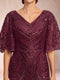 Trumpet/Mermaid V-Neck Floor-Length Half Sleeves Mother Of The Bride Dresses With Appliques Lace & Sequin