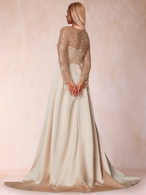 Trumpet/Mermaid Illusion Scoop Long Sleeves Floor Length Mother of the Bride Dresses with Sequins